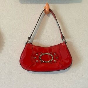 Red 2000s mini purse with silver studs